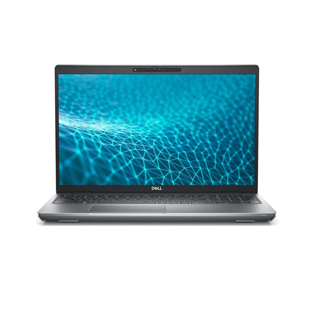 Dell Latitude 5531 15.6" High-Performance Business Laptop Titan gray Dell Latitude 5531 laptop open on a modern office desk showing a full-size keyboard.