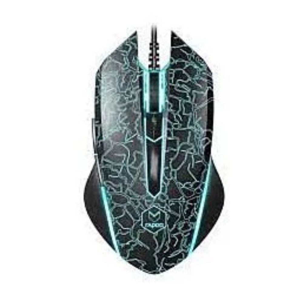 2 Rapoo V18 Gaming Mouse Black with Blue LED Lighting - Image 1