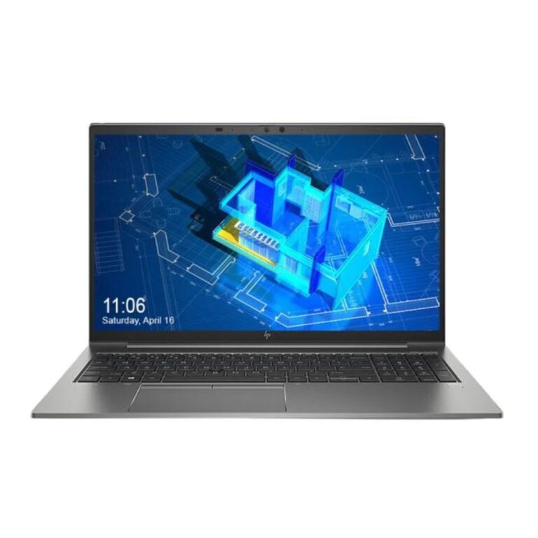 Front view of open silver HP ZBook Firefly 15 G8 workstation laptop showing the numeric keypad.