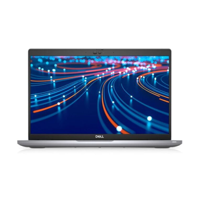 Titan gray Dell Latitude 5420 laptop open on a modern office desk setup.