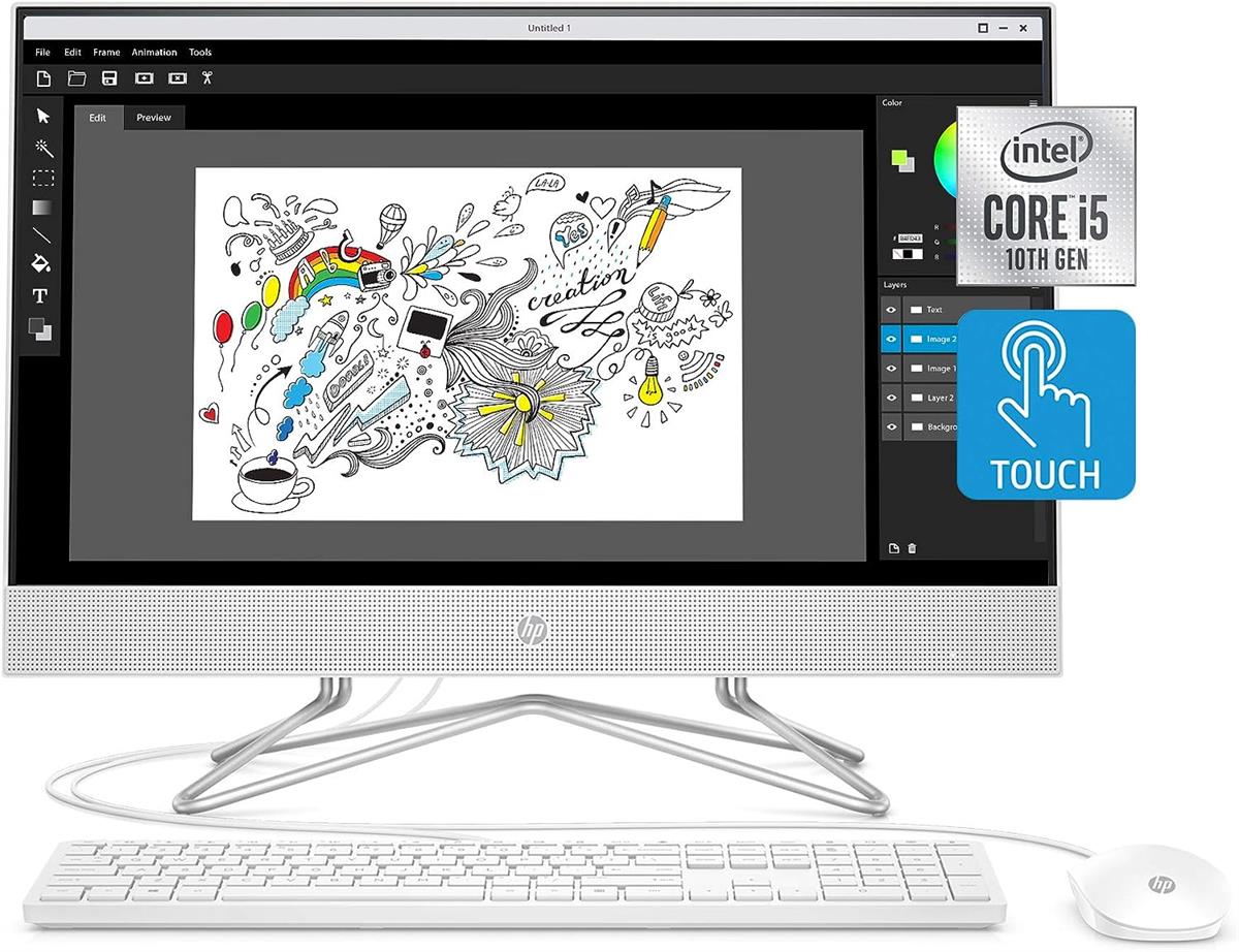 aa HP All-in-One 24-df1059 Intel Core i5-1135G7 4GB DDR4 1TB HDD 24″ FHD Touch DOS White - Image 1
