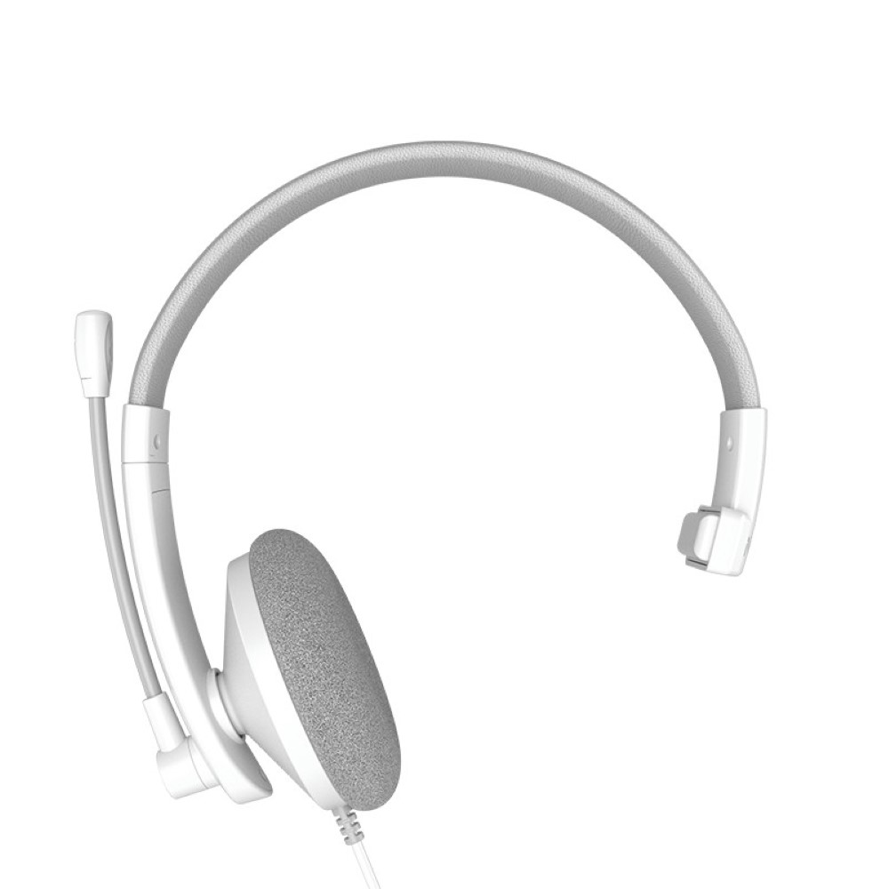 Meetion HP002U USB Single Ear Telephone Headset – White Meetion HP002U USB Call Center Headset White - Image 1