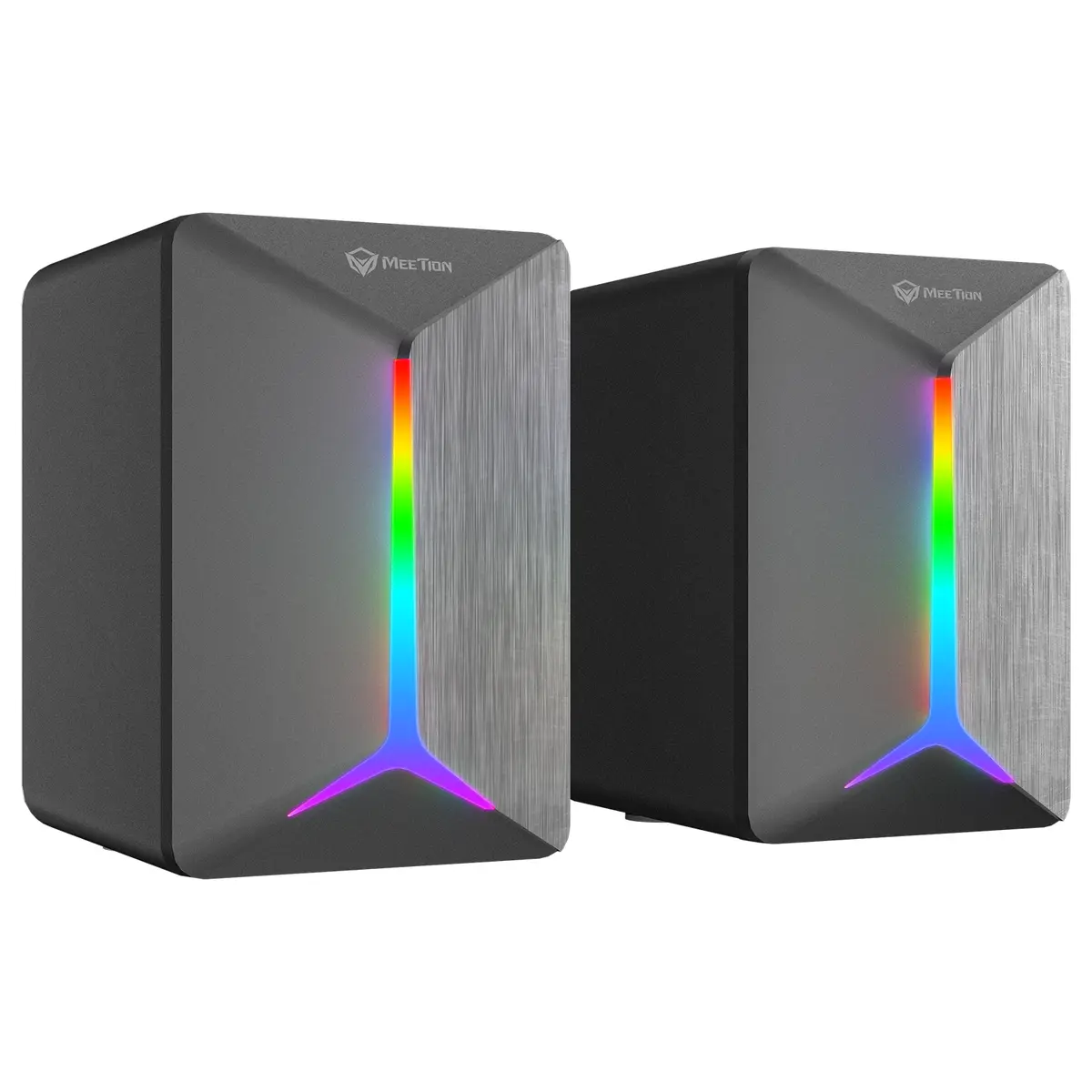 Meetion SP2011 Gaming Stereo Desktop Speakers, High-Fidelity Stereo Sound, Vivid LED Lighting Meetion SP2011 2.0 USB Stereo Speakers - Image 1