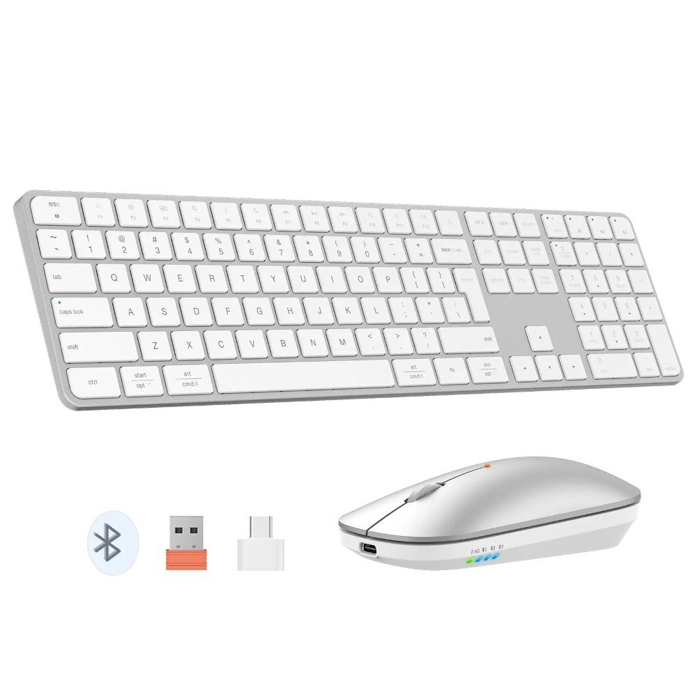 Meetion iKey C230 Ultra-Thin Full-Size Space Gray Wireless Office Combo – Silver b Meetion iKey C230 Wireless Keyboard & Mouse Combo White - Image 1