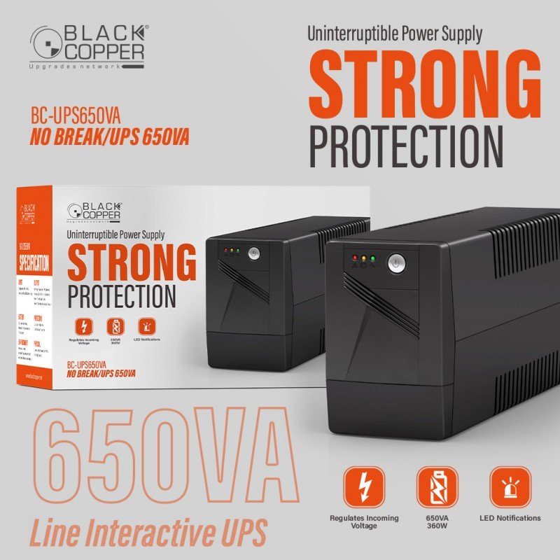 Black Copper BC-UPS650VA Line Interactive UPS with AVR Black Copper BC-UPS650VA Line Interactive UPS with AVR - Image 1