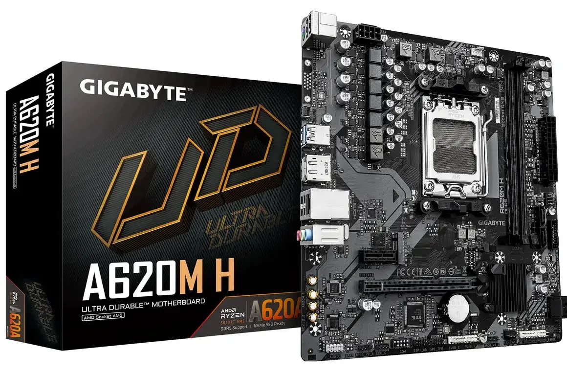 GIGABYTE A620M H Rev. 2.2 AMD AM5 DDR5 Micro ATX Motherboard GIGABYTE A620M H Rev. 2.2 AMD AM5 DDR5 Micro ATX Motherboard - Image 1
