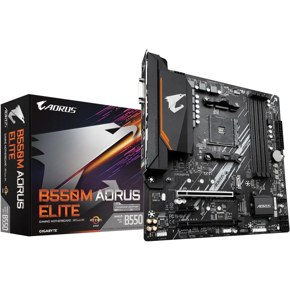 GIGABYTE B550M AORUS ELITE AMD B550 AM4 DDR4 Micro ATX Motherboard GIGABYTE B550M AORUS ELITE AMD B550 AM4 DDR4 Micro ATX Motherboard - Image 1