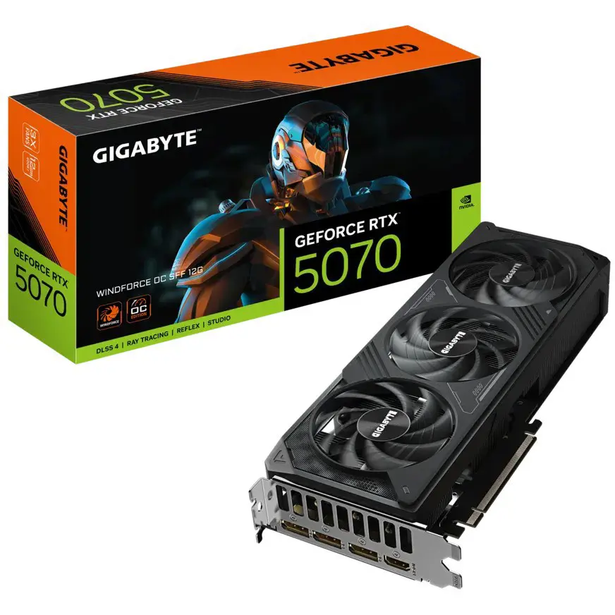 Gigabyte GeForce RTX 5070 WINDFORCE OC SFF 12GB GDDR7 192-Bit Graphics Card Gigabyte GeForce RTX 5070 WINDFORCE OC SFF 12GB GDDR7 192-Bit Graphics Card - Image 1