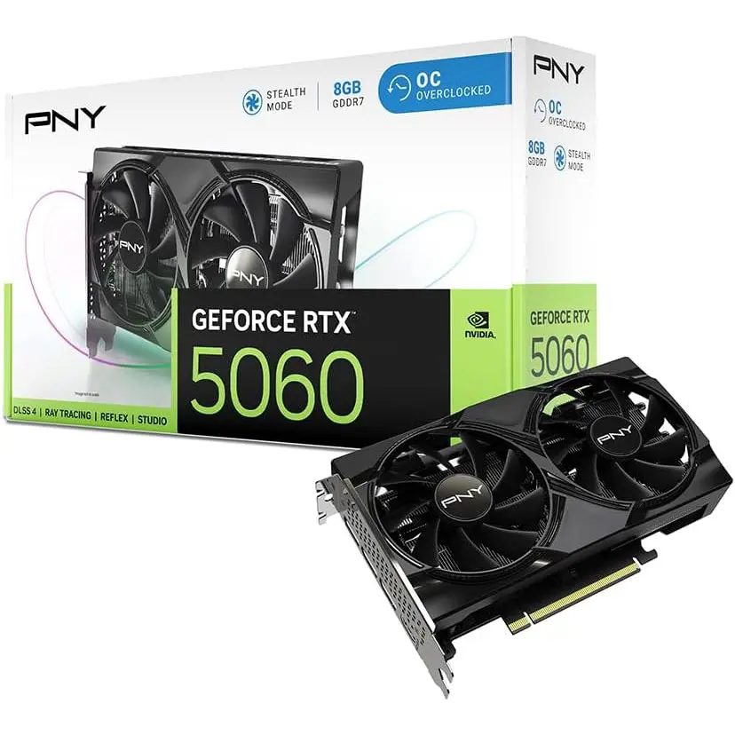 PNY GeForce RTX 5060 Overclocked 8GB GDDR7 128-Bit Graphics Card PNY GeForce RTX 5060 Overclocked 8GB GDDR7 128-Bit Graphics Card - Image 1