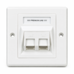 Premium Line 45° 2-Port Face Plate with Shutter White