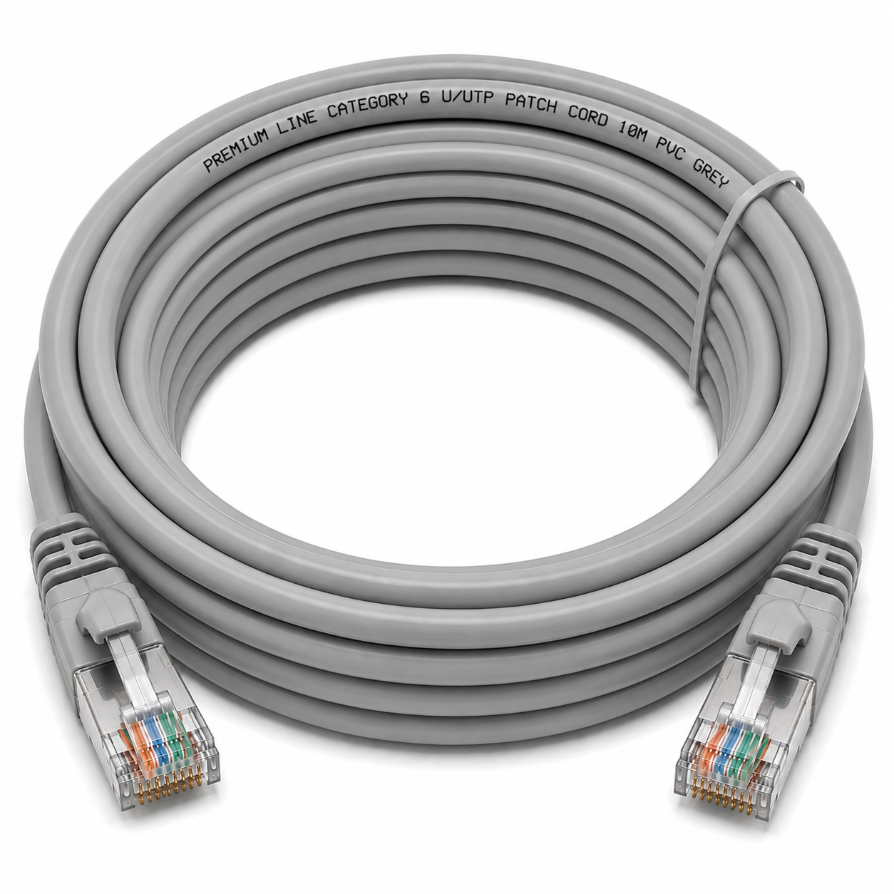 Premium Line Category 6 UUTP Patch Cord 10m PVC Grey Premium Line Category 6 U/UTP Patch Cord 10m PVC Grey - Image 1