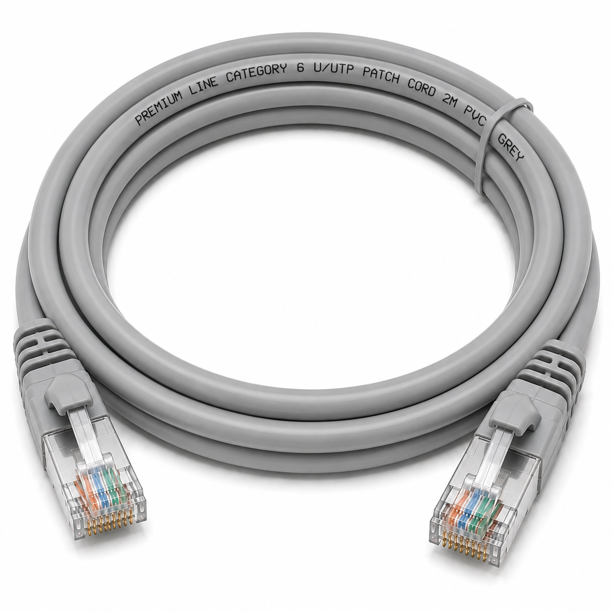 Premium Line Category 6 UUTP Patch Cord 2m PVC Grey Premium Line Category 6 U/UTP Patch Cord 2m PVC Grey - Image 1