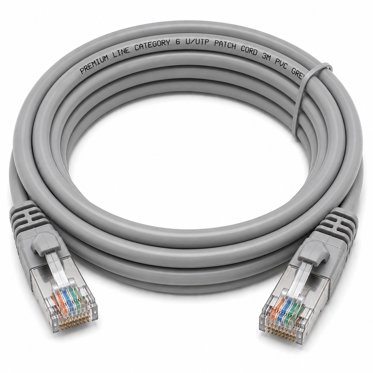 Premium Line Category 6 UUTP Patch Cord 3m PVC Grey Premium Line Category 6 U/UTP Patch Cord 3m PVC Grey - Image 1