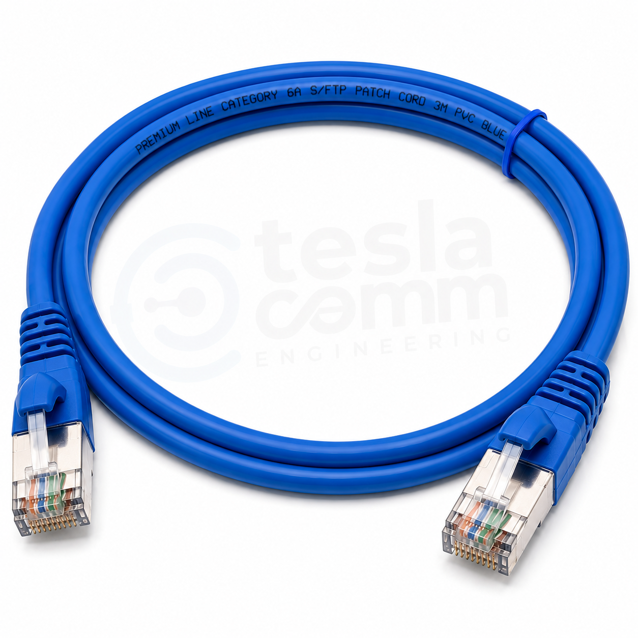 Premium Line Category 6A SFTP Patch Cord 3m PVC Blue Premium Line Category 6A S/FTP Patch Cord 3m PVC Blue - Image 1