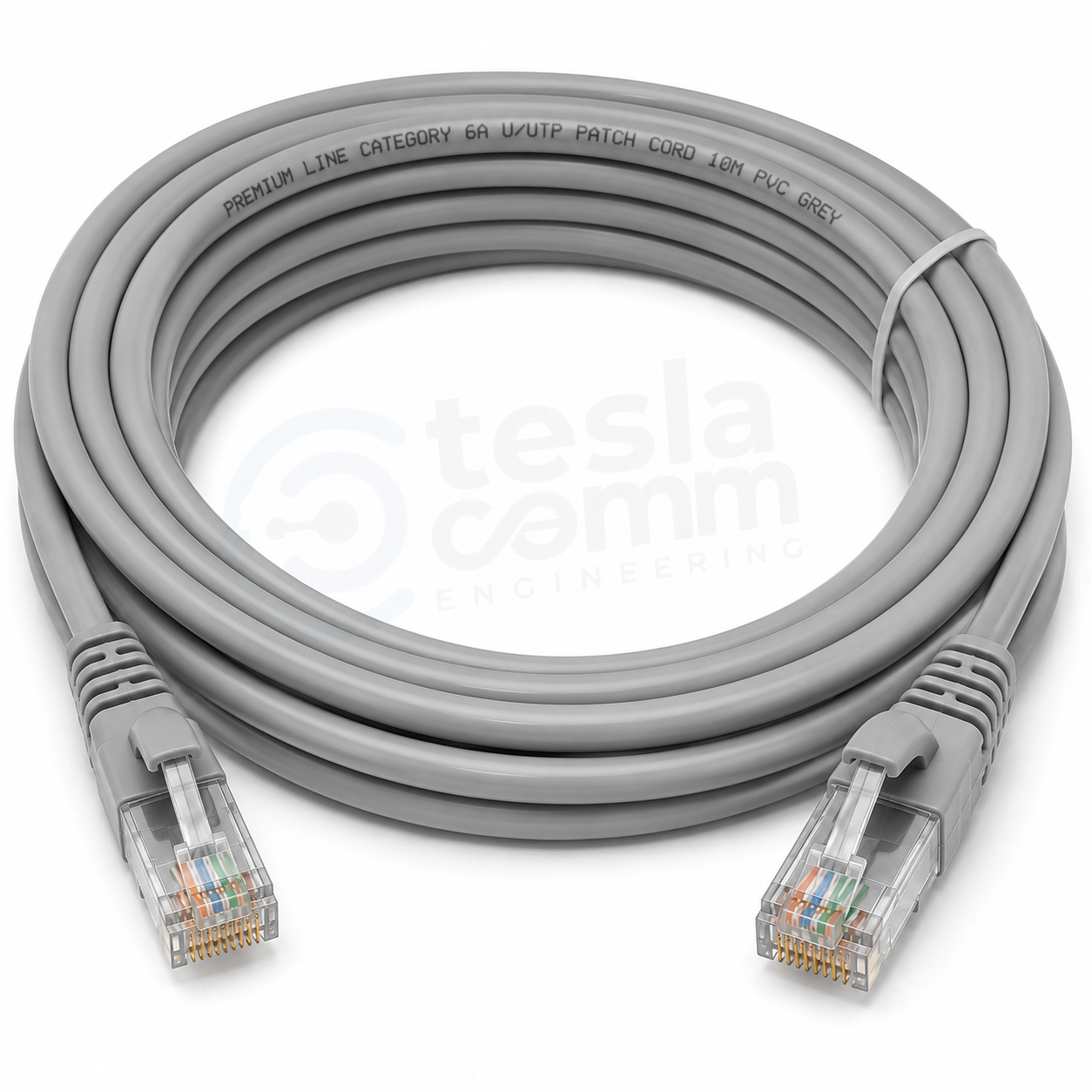 Premium Line Category 6A UUTP Patch Cord 10m PVC Grey Premium Line Category 6A U/UTP Patch Cord 10m PVC Grey - Image 1
