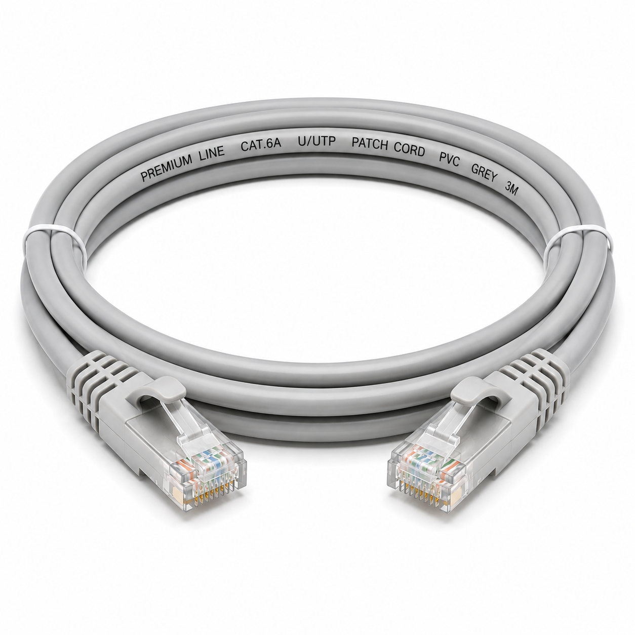 Premium Line Category 6A UUTP Patch Cord 3m PVC Grey Premium Line Category 6A U/UTP Patch Cord 3m PVC Grey - Image 1