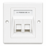 Premium Line Euro II 2-Port Face Plate 90° Entry with Shutter White