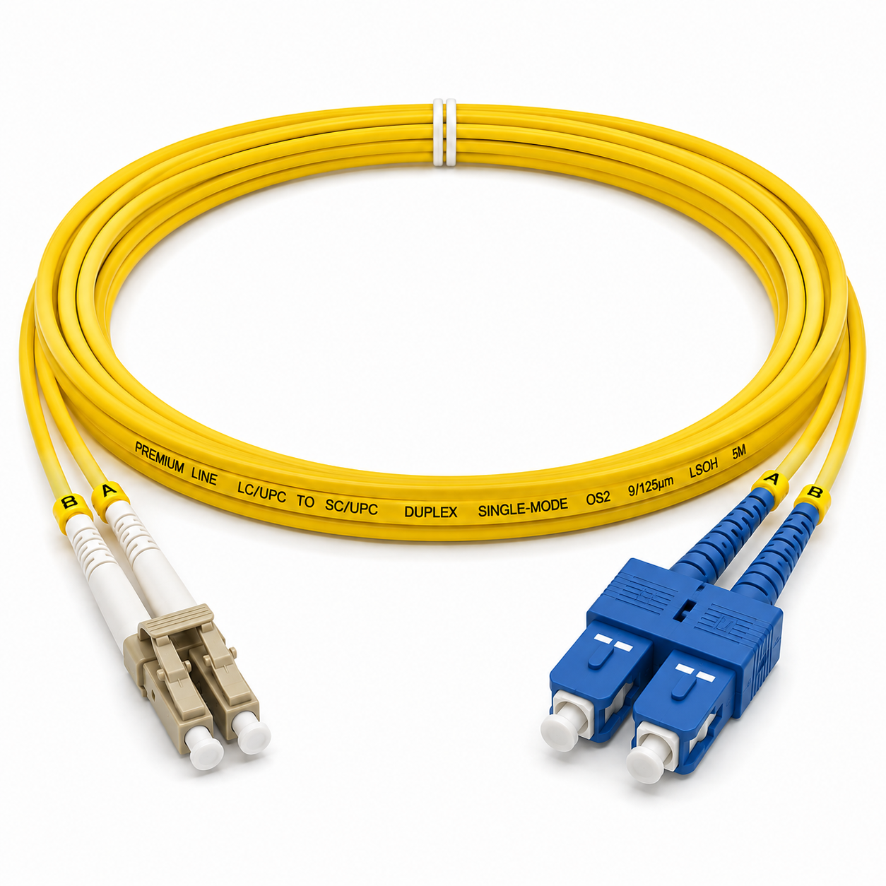 Premium Line LCUPC to SCUPC Duplex Single-Mode Fiber Optic Patch Cord 5m LSOH Premium Line LC/UPC to SC/UPC Duplex Single-Mode Fiber Optic Patch Cord 5m LSOH - Image 1