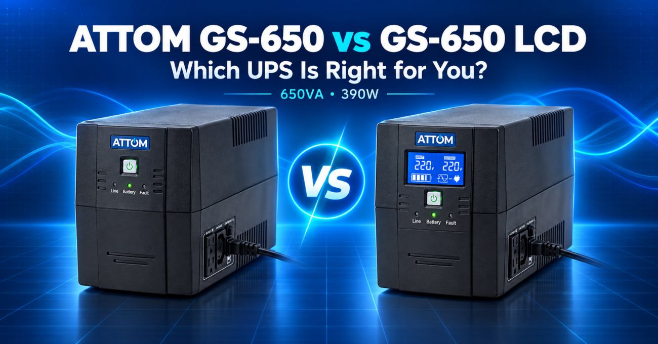 ATTOM GS-650 vs GS-650 LCD UPS comparison in Pakistan