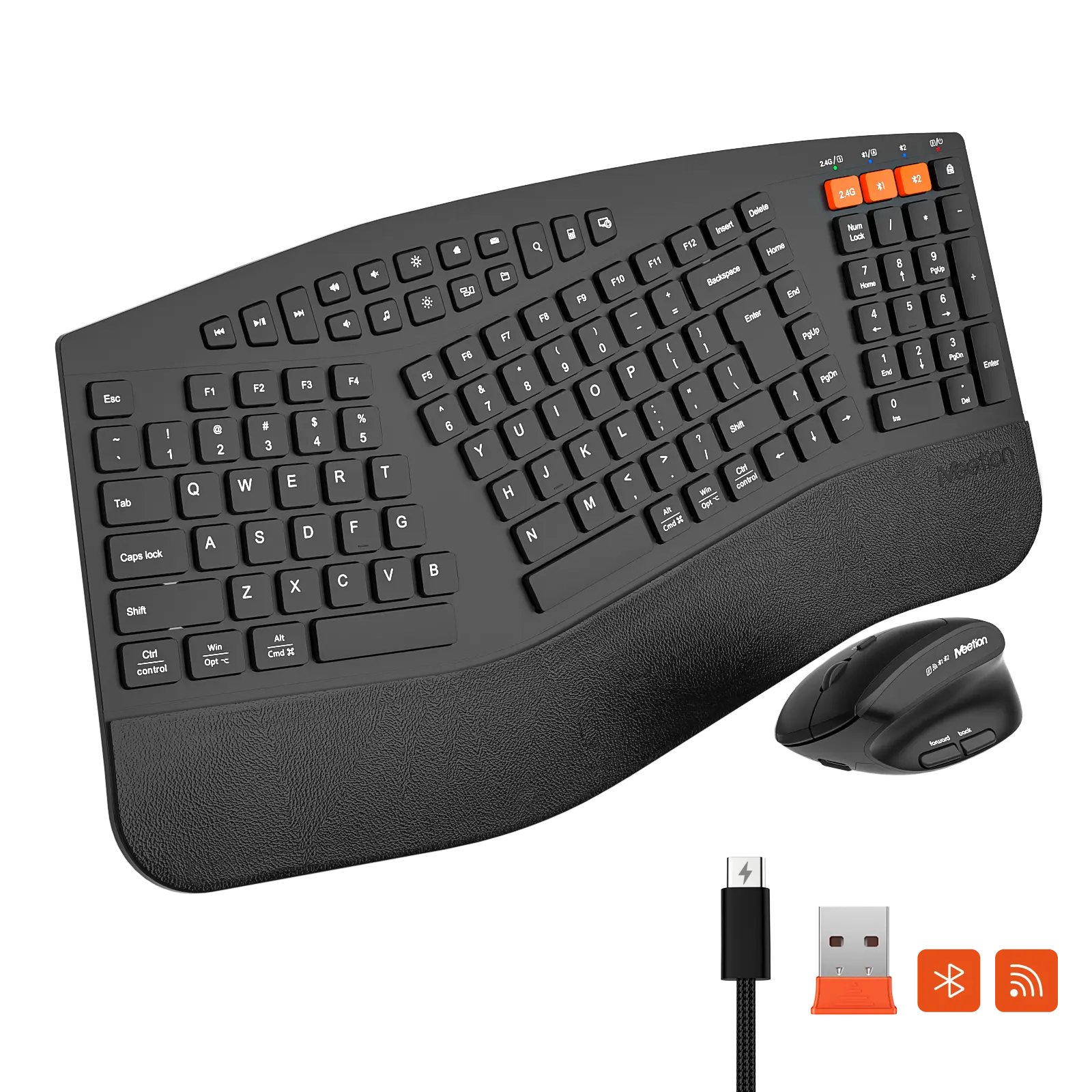 Meetion DirectorB2 Dual-Mode Ergonomic Keyboard & Mouse Combo Black Meetion DirectorB2 Dual-Mode Ergonomic Keyboard & Mouse Combo Black - Image 1